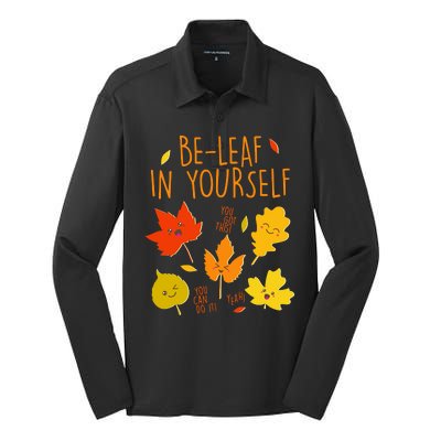 Cute Be-Leaf In Yourself Silk Touch Performance Long Sleeve Polo