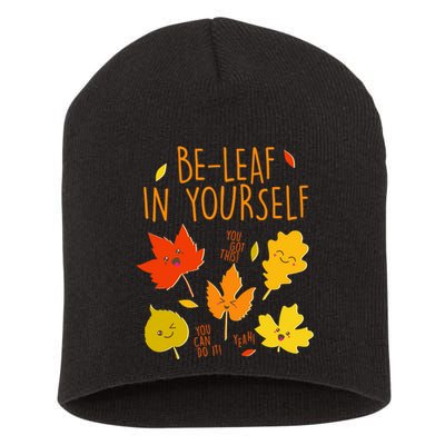 Cute Be-Leaf In Yourself Short Acrylic Beanie