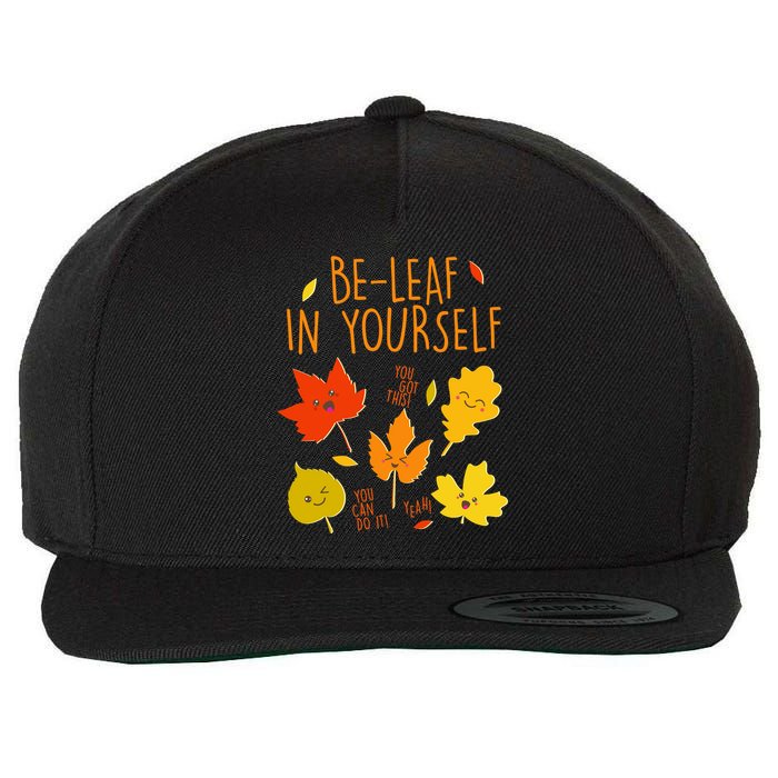 Cute Be-Leaf In Yourself Wool Snapback Cap