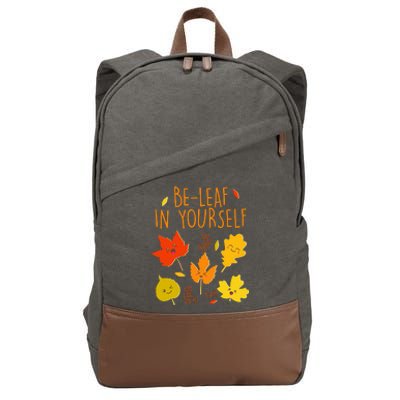 Cute Be-Leaf In Yourself Cotton Canvas Backpack