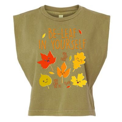 Cute Be-Leaf In Yourself Garment-Dyed Women's Muscle Tee