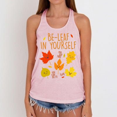 Cute Be-Leaf In Yourself Women's Knotted Racerback Tank