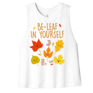 Cute Be-Leaf In Yourself Women's Racerback Cropped Tank