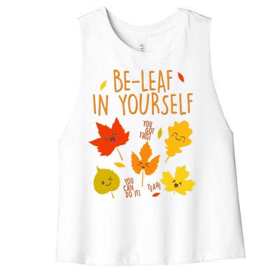 Cute Be-Leaf In Yourself Women's Racerback Cropped Tank