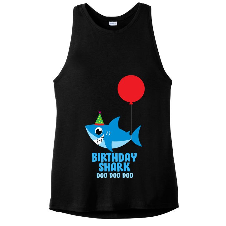 Cute Birthday Shark Doo Doo Doo  Ladies PosiCharge Tri-Blend Wicking Tank