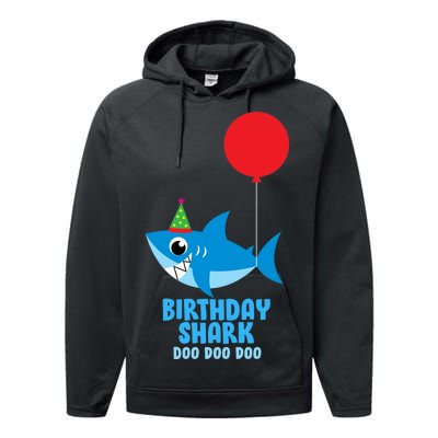 Cute Birthday Shark Doo Doo Doo  Performance Fleece Hoodie