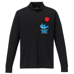 Cute Birthday Shark Doo Doo Doo  Performance Long Sleeve Polo