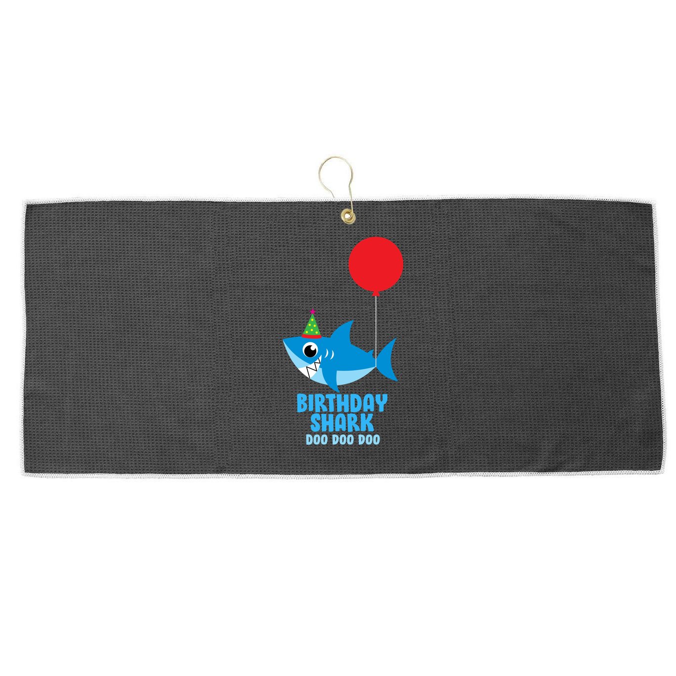 Cute Birthday Shark Doo Doo Doo  Large Microfiber Waffle Golf Towel