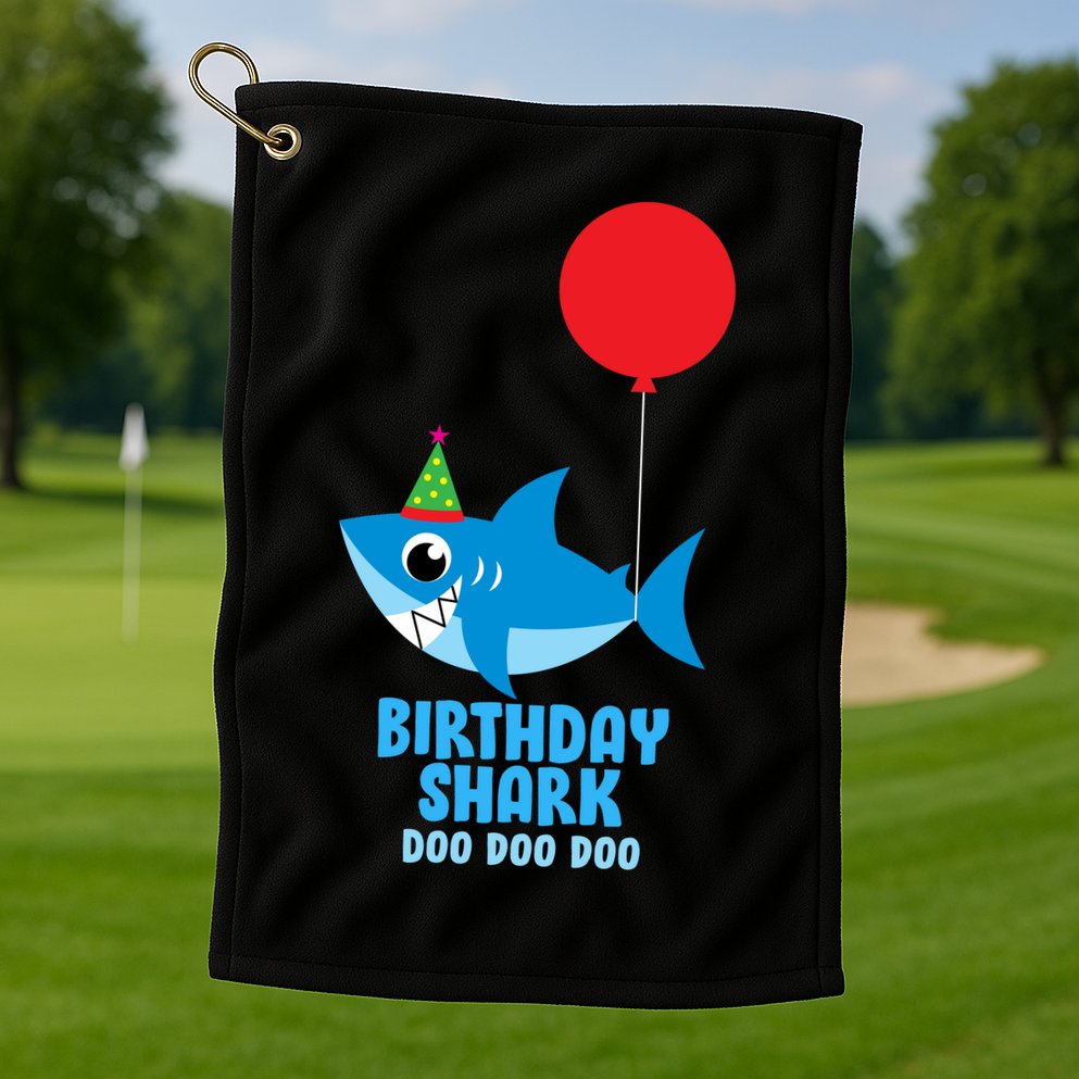 Cute Birthday Shark Doo Doo Doo  Golf Towel