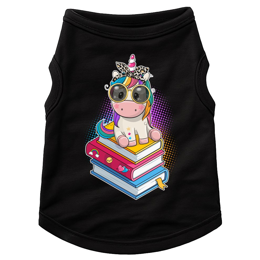 Cute Book Lover Unicorn Back to School Doggie Tank