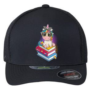 Cute Book Lover Unicorn Back to School Flexfit Unipanel Trucker Cap