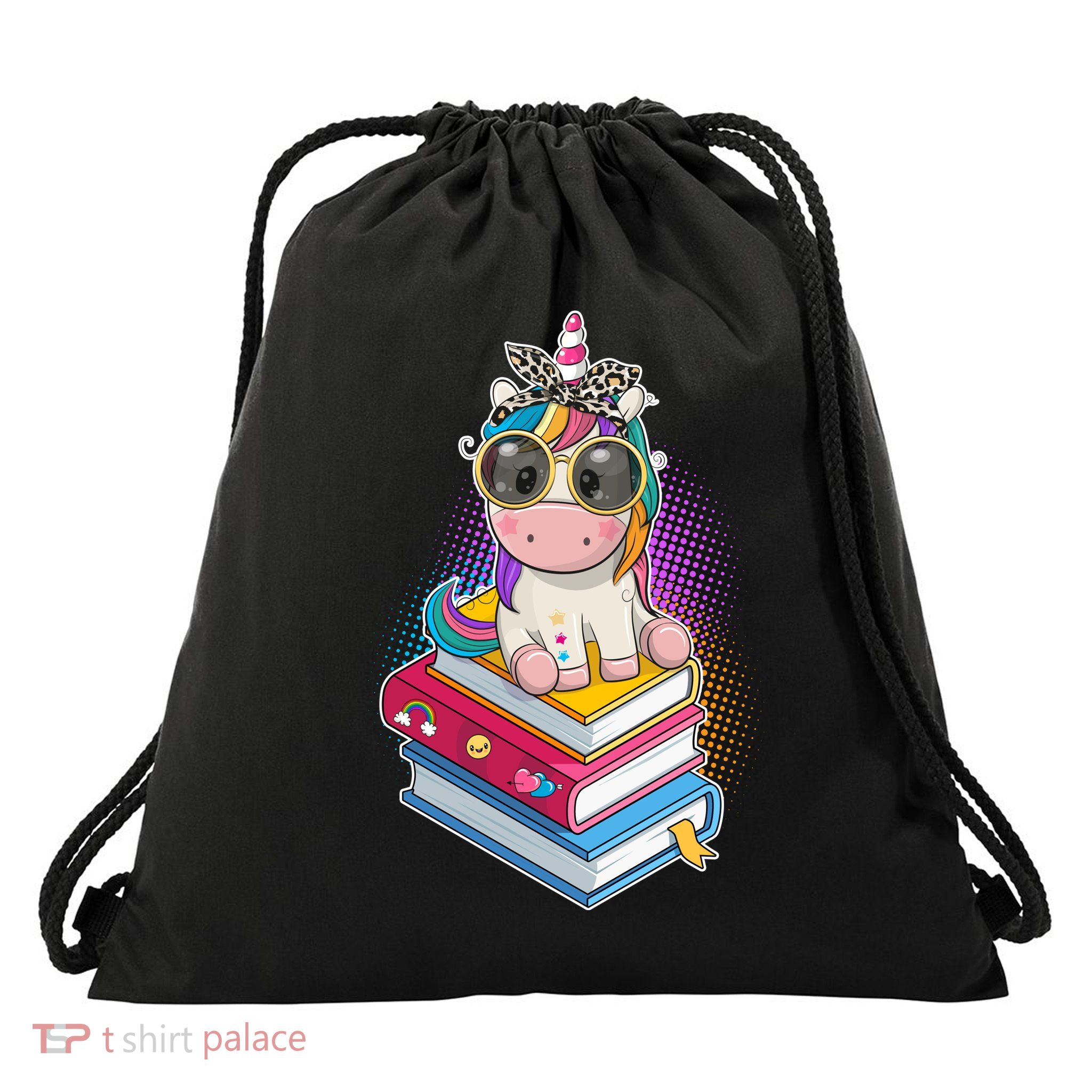 Cute Book Lover Unicorn Back to School Drawstring Bag