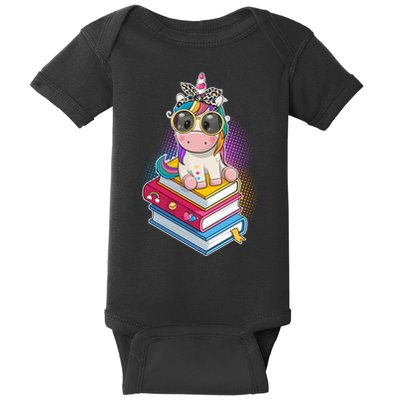 Cute Book Lover Unicorn Back to School Baby Bodysuit
