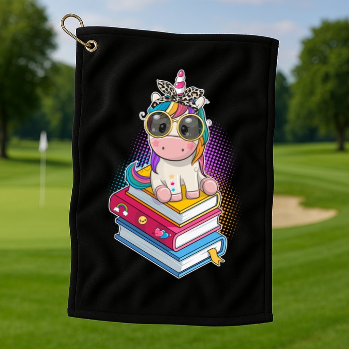 Cute Book Lover Unicorn Back to School Golf Towel