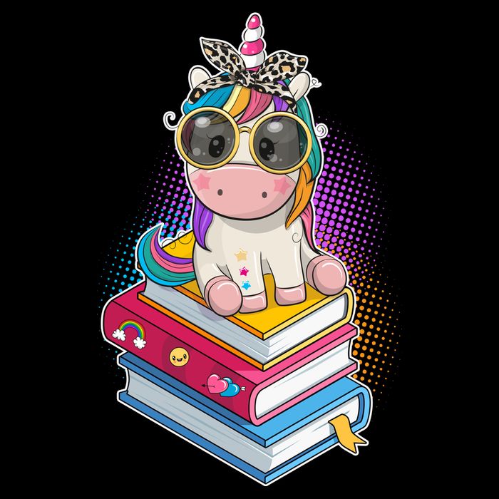 Cute Book Lover Unicorn Back to School Cropped Pullover Crew