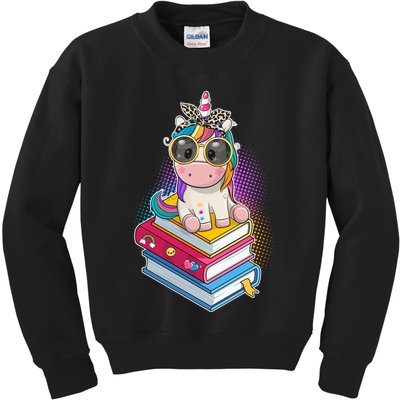 Cute Book Lover Unicorn Back to School Kids Sweatshirt