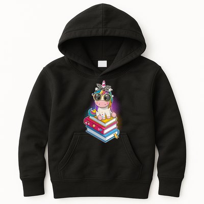Cute Book Lover Unicorn Back to School Kids Hoodie