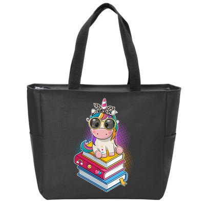 Cute Book Lover Unicorn Back to School Zip Tote Bag