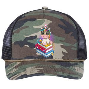 Cute Book Lover Unicorn Back to School Retro Rope Trucker Hat Cap