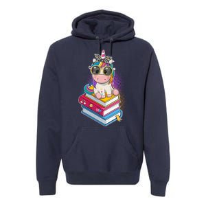 Cute Book Lover Unicorn Back to School Premium Hoodie