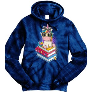 Cute Book Lover Unicorn Back to School Tie Dye Hoodie