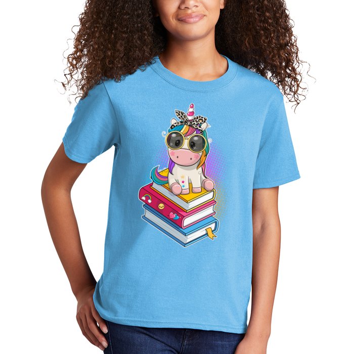 Cute Book Lover Unicorn Back to School Kids T-Shirt