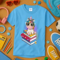 Cute Book Lover Unicorn Back to School Kids T-Shirt