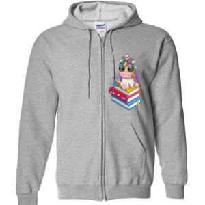 Cute Book Lover Unicorn Back to School Full Zip Hoodie