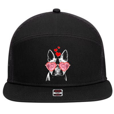 Cute Boston Terrier 7 Panel Mesh Trucker Snapback Hat