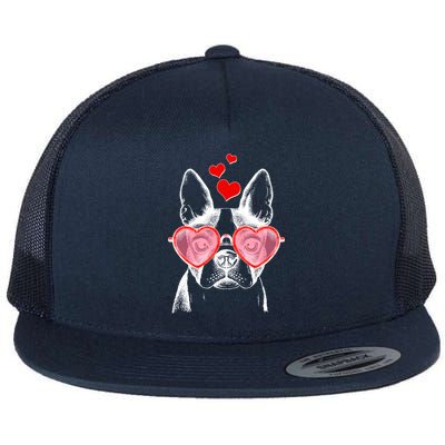 Cute Boston Terrier Flat Bill Trucker Hat