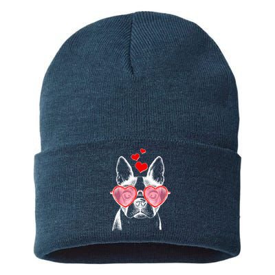 Cute Boston Terrier Sustainable Knit Beanie