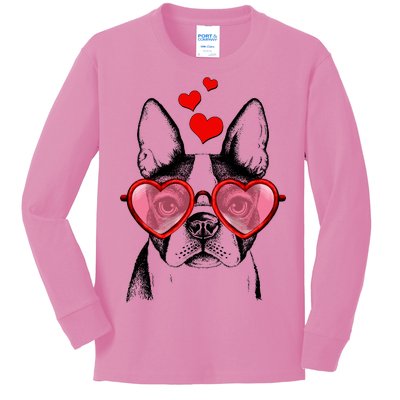 Cute Boston Terrier Kids Long Sleeve Shirt