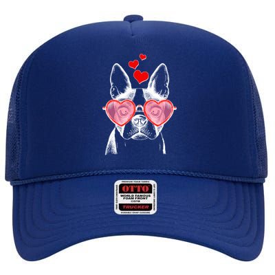 Cute Boston Terrier High Crown Mesh Back Trucker Hat