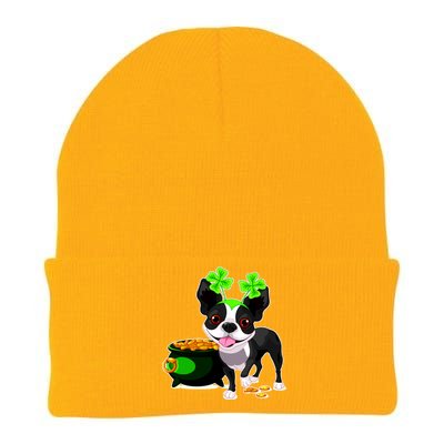 Cute Boston Terrier Shamrock St. Patrick's Day Knit Cap Winter Beanie