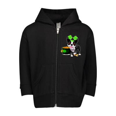 Cute Boston Terrier Shamrock St. Patrick's Day Toddler Zip Fleece Hoodie