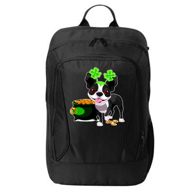 Cute Boston Terrier Shamrock St. Patrick's Day City Backpack