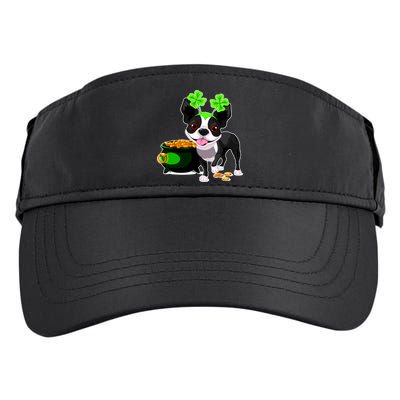 Cute Boston Terrier Shamrock St. Patrick's Day Adult Drive Performance Visor