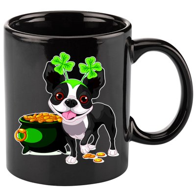 Cute Boston Terrier Shamrock St. Patrick's Day 11oz C Handle Ceramic Mug