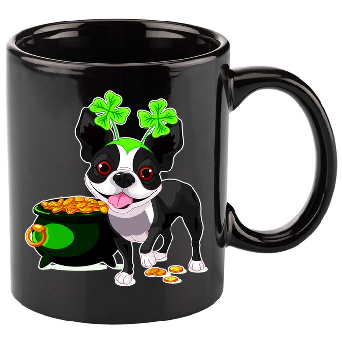 Cute Boston Terrier Shamrock St. Patrick's Day 11oz C Handle Ceramic Mug