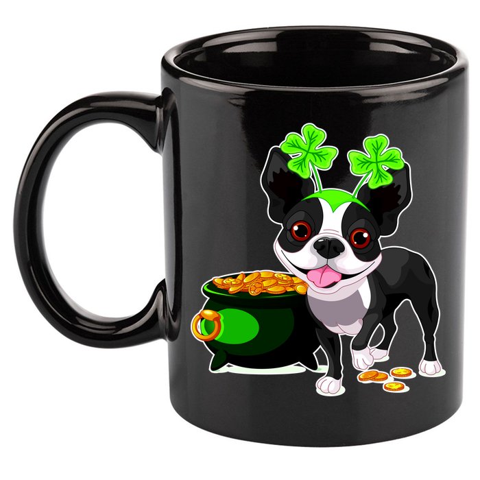 Cute Boston Terrier Shamrock St. Patrick's Day 11oz C Handle Ceramic Mug