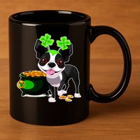 Cute Boston Terrier Shamrock St. Patrick's Day 11oz C Handle Ceramic Mug