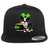 Cute Boston Terrier Shamrock St. Patrick's Day Flat Bill Trucker Hat