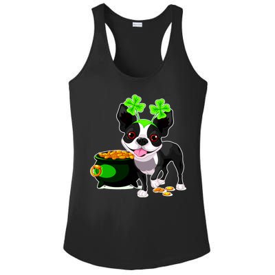 Cute Boston Terrier Shamrock St. Patrick's Day Ladies PosiCharge Competitor Racerback Tank