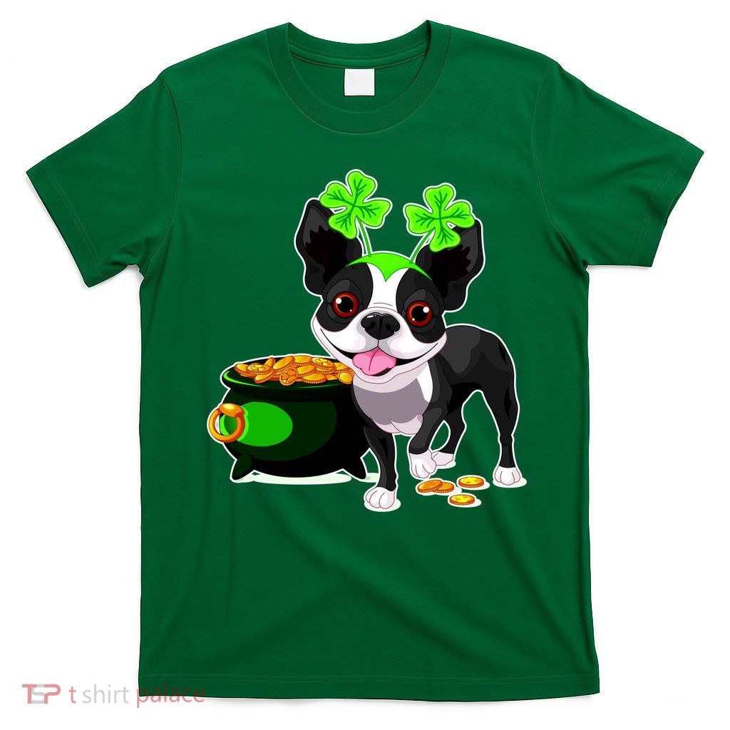 Cute Boston Terrier Shamrock St. Patrick's Day T-Shirt