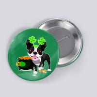 Cute Boston Terrier Shamrock St. Patrick's Day Button