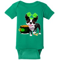 Cute Boston Terrier Shamrock St. Patrick's Day Baby Bodysuit