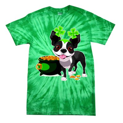 Cute Boston Terrier Shamrock St. Patrick's Day Tie-Dye T-Shirt