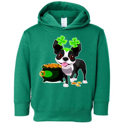 Cute Boston Terrier Shamrock St. Patrick's Day Toddler Hoodie