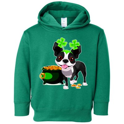 Cute Boston Terrier Shamrock St. Patrick's Day Toddler Hoodie