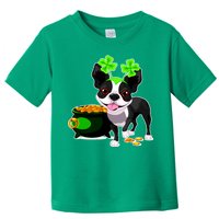 Cute Boston Terrier Shamrock St. Patrick's Day Toddler T-Shirt